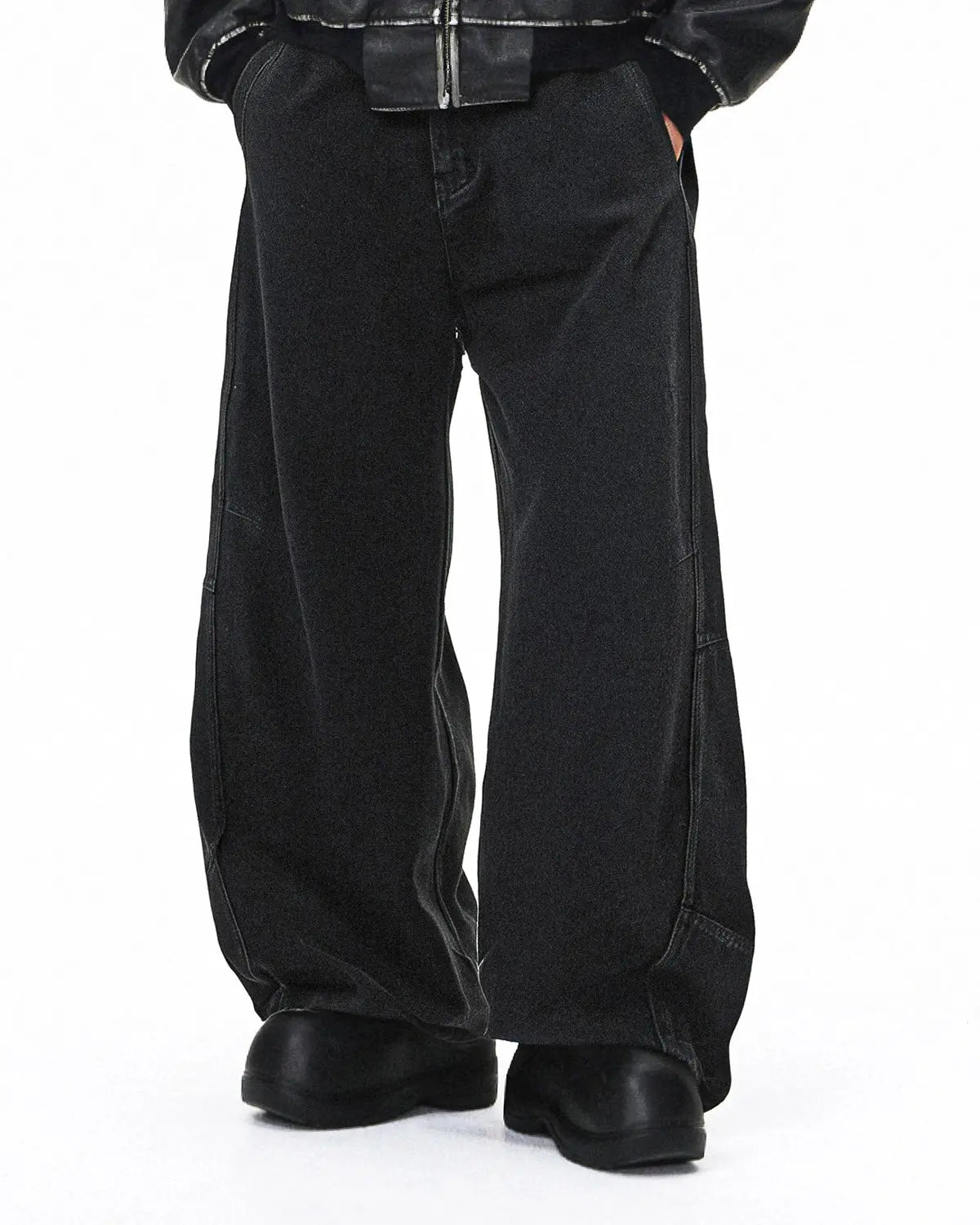 Acid Washed Black Barrel Jeans | Inflation Streetwear