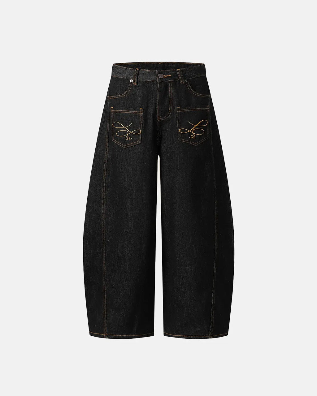 Pocket Embroidery Raw Barrel Jeans | Inflation Streetwear