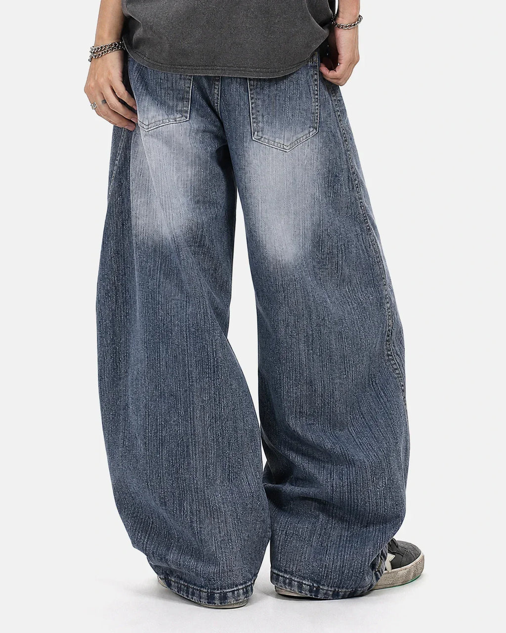Belted Bamboo Weave Barrel Jeans | Inflation Streetwear