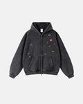 Funny Stickers Distressed Zip Up Hoodies | Inflation Streetwear