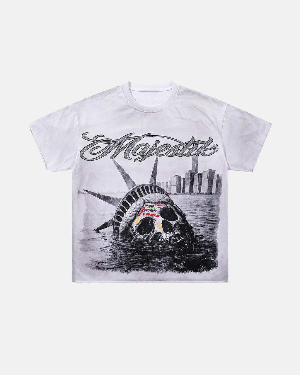 Rhinestone Washed Graphic T-Shirt | Inflation Streetwear