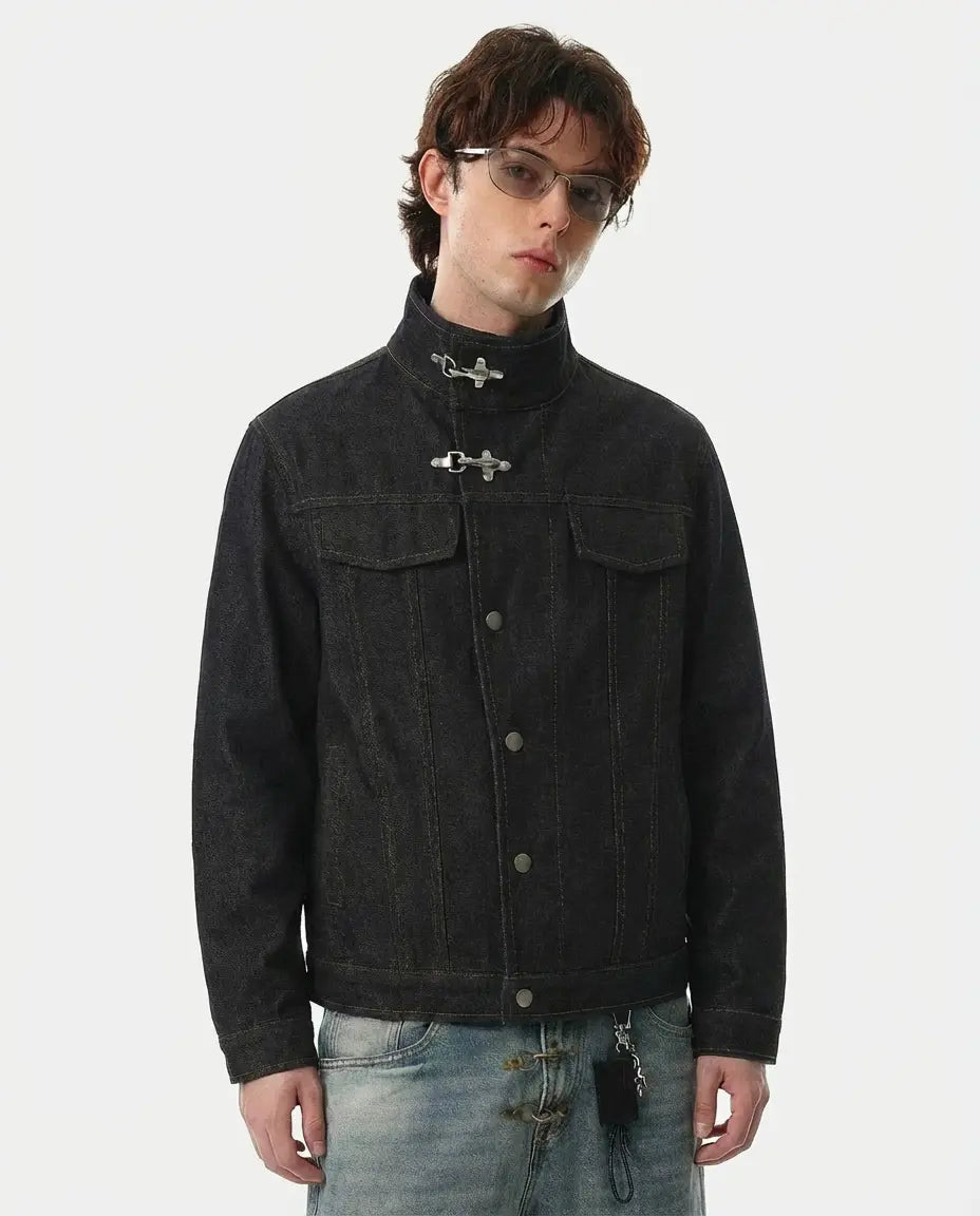 Metal Toggle Raw Denim Jacket | Inflation Streetwear