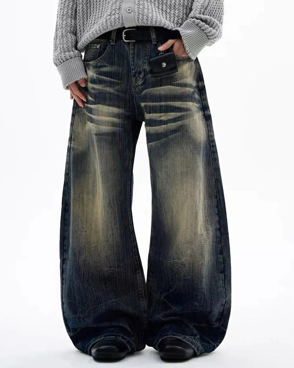 Bamboo Weave Barrel Baggy Jeans | Inflation Streetwear