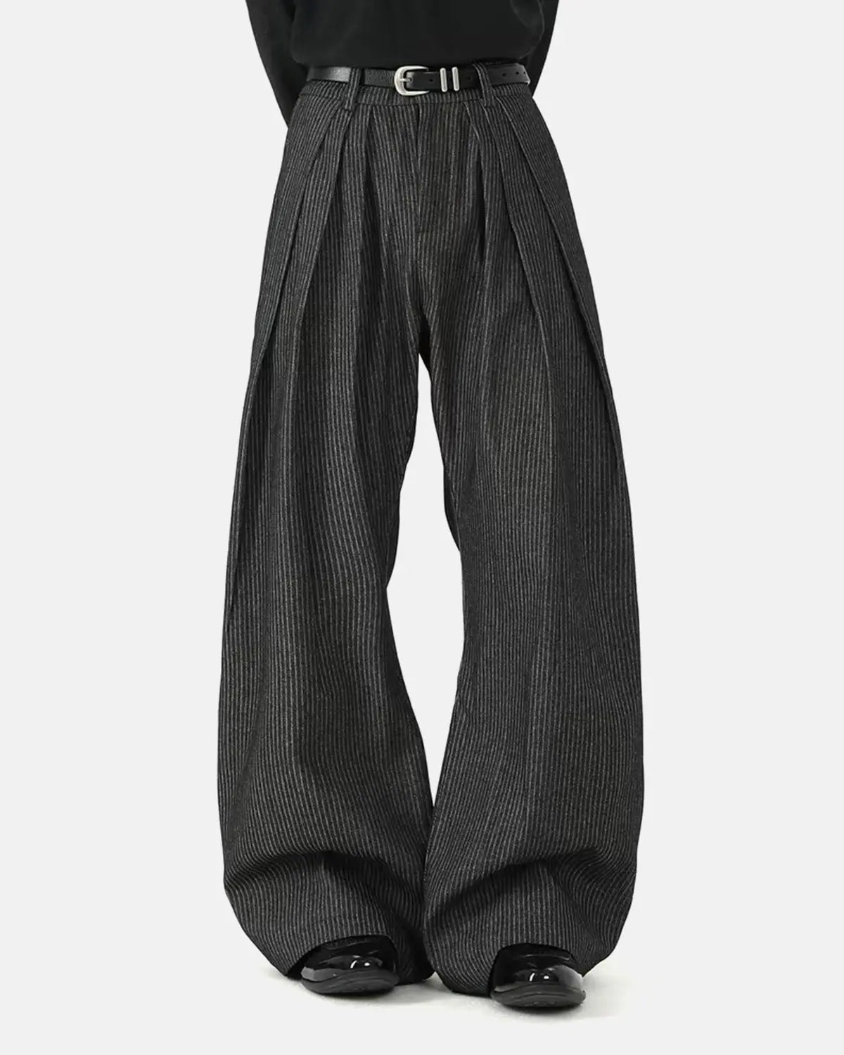 Vintage Pinstripe Pleated Barrel Jeans | Inflation Streetwear
