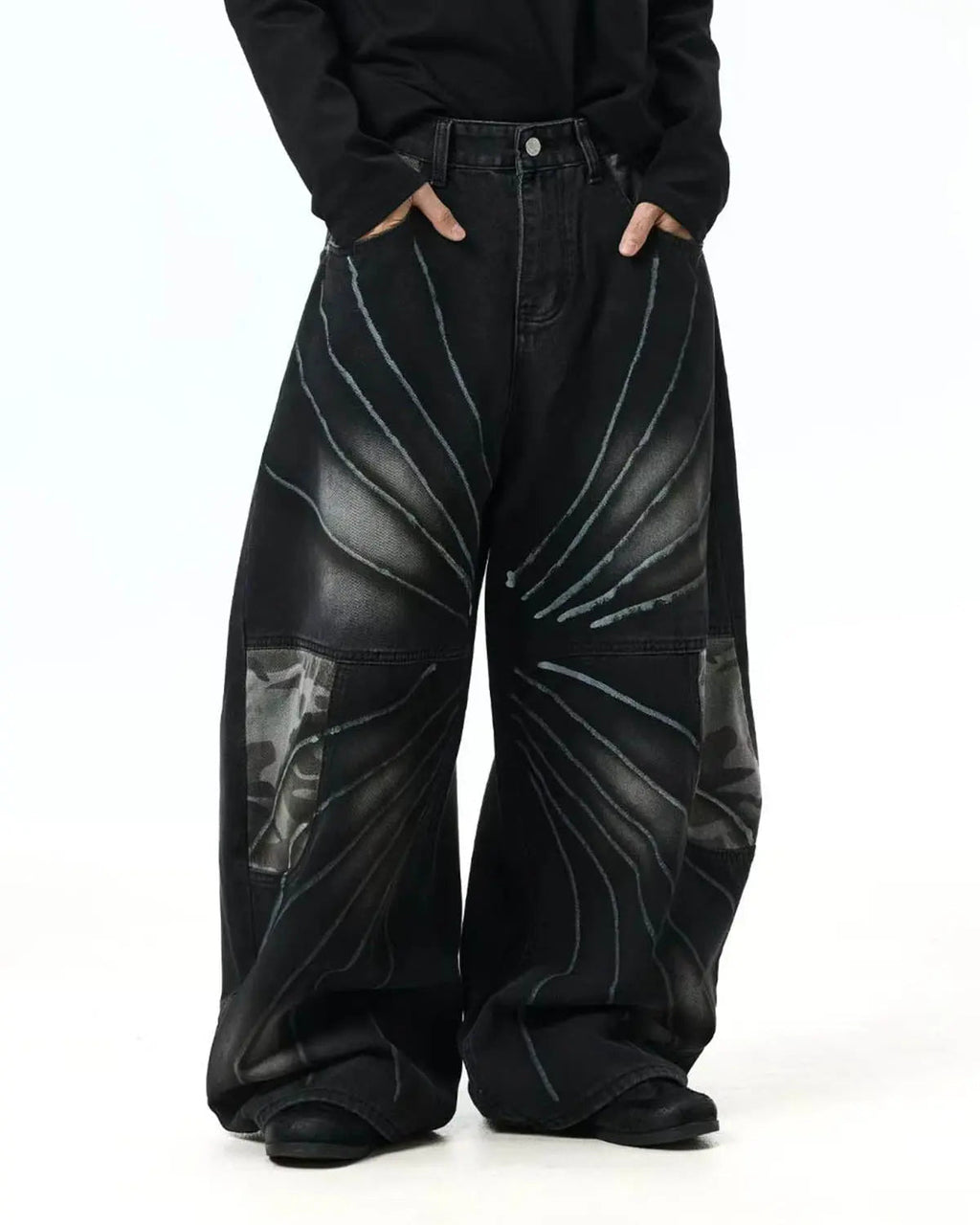 Spray Graphic Camo Barrel Jeans | Inflation Streetwear