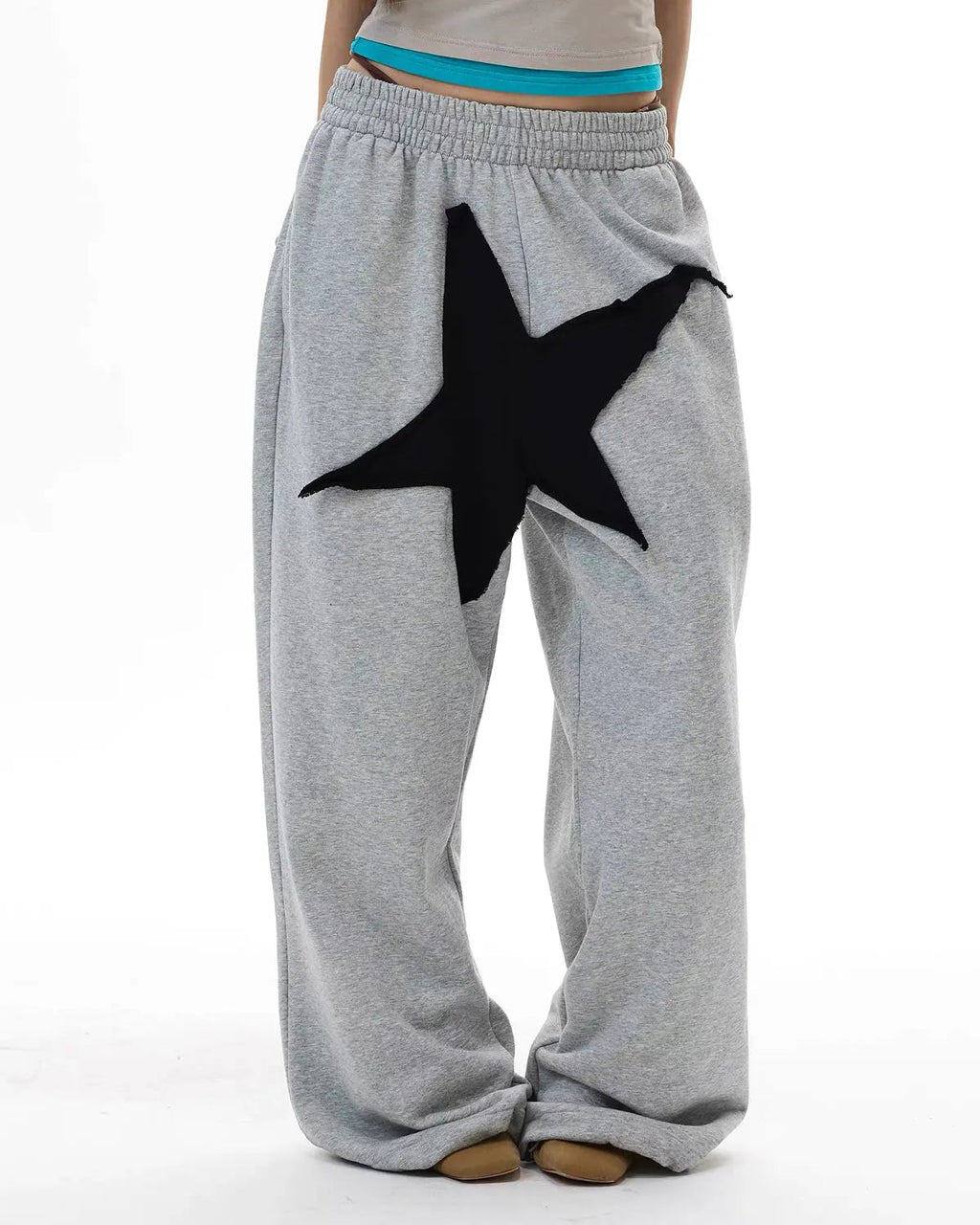 Star Patch Baggy Wide-Leg Sweatpants | Inflation Streetwear