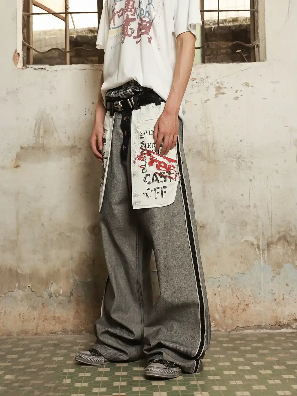 Distressed Reverse Design Baggy Jeans | Inflation Streetwear
