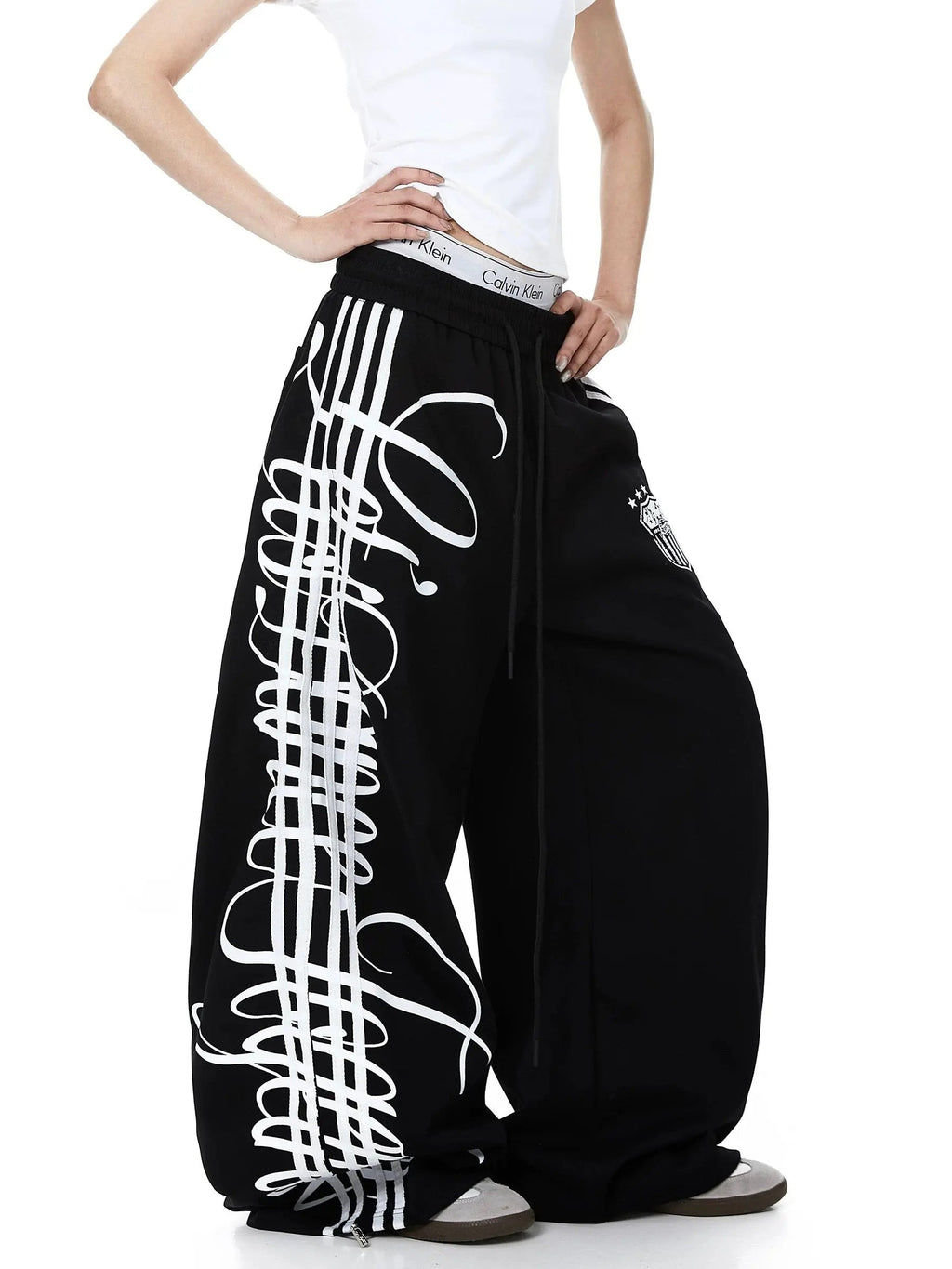 Script Stripe Baggy Sweatpants| Inflation Streetwear