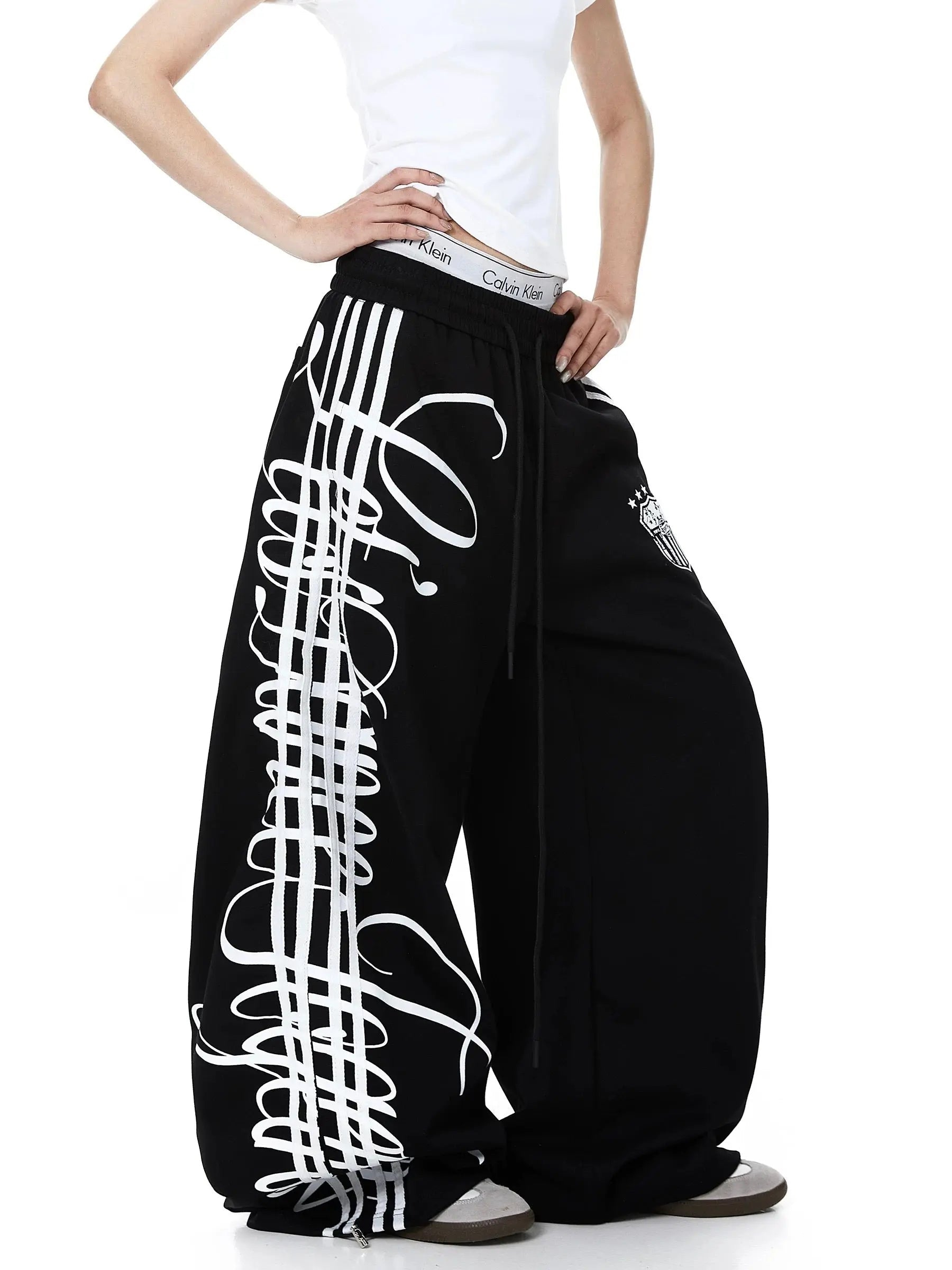 Script Stripe Baggy Sweatpants| Inflation Streetwear