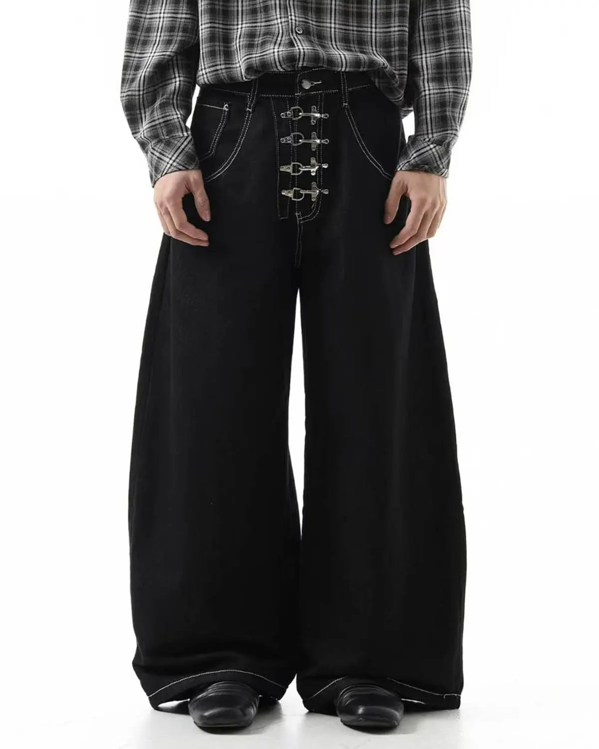 Raw Metal Clasp Baggy Jeans | Inflation Streetwear