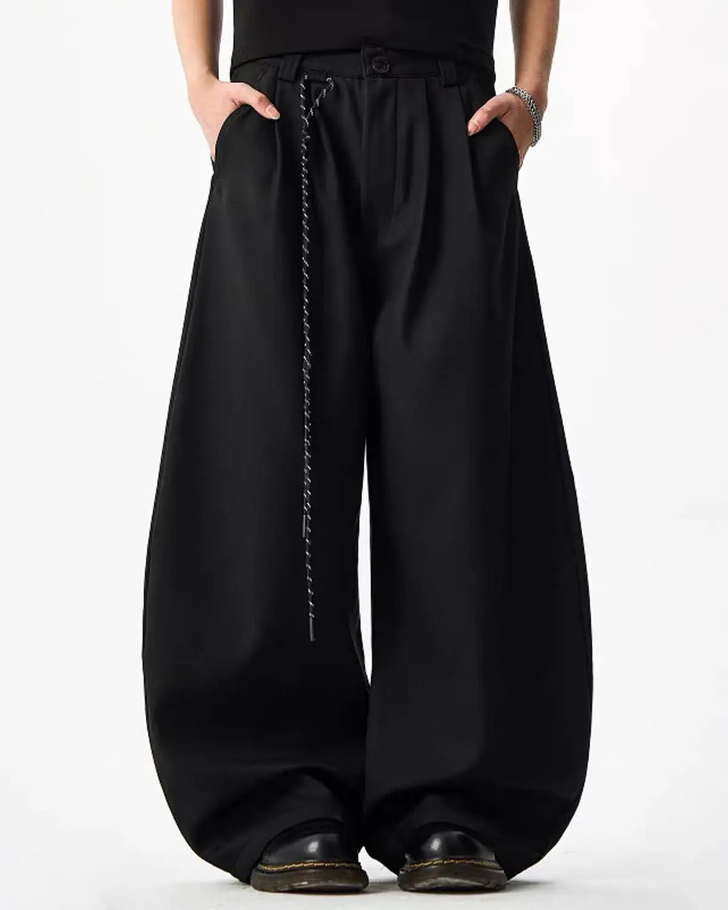 Rope Belt Wide Leg Tailored Pants | Inflation Streetwear