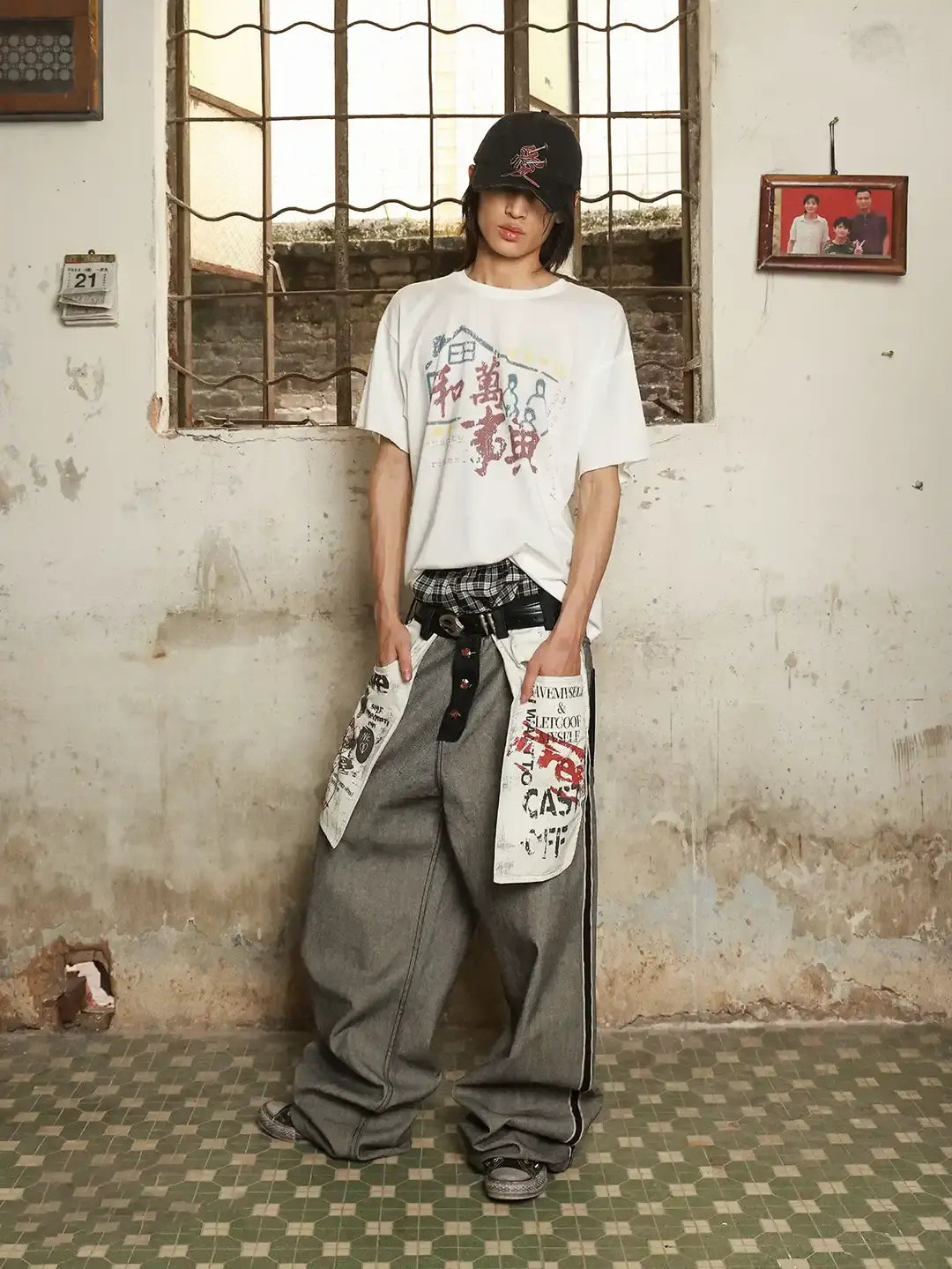 Distressed Reverse Design Baggy Jeans | Inflation Streetwear