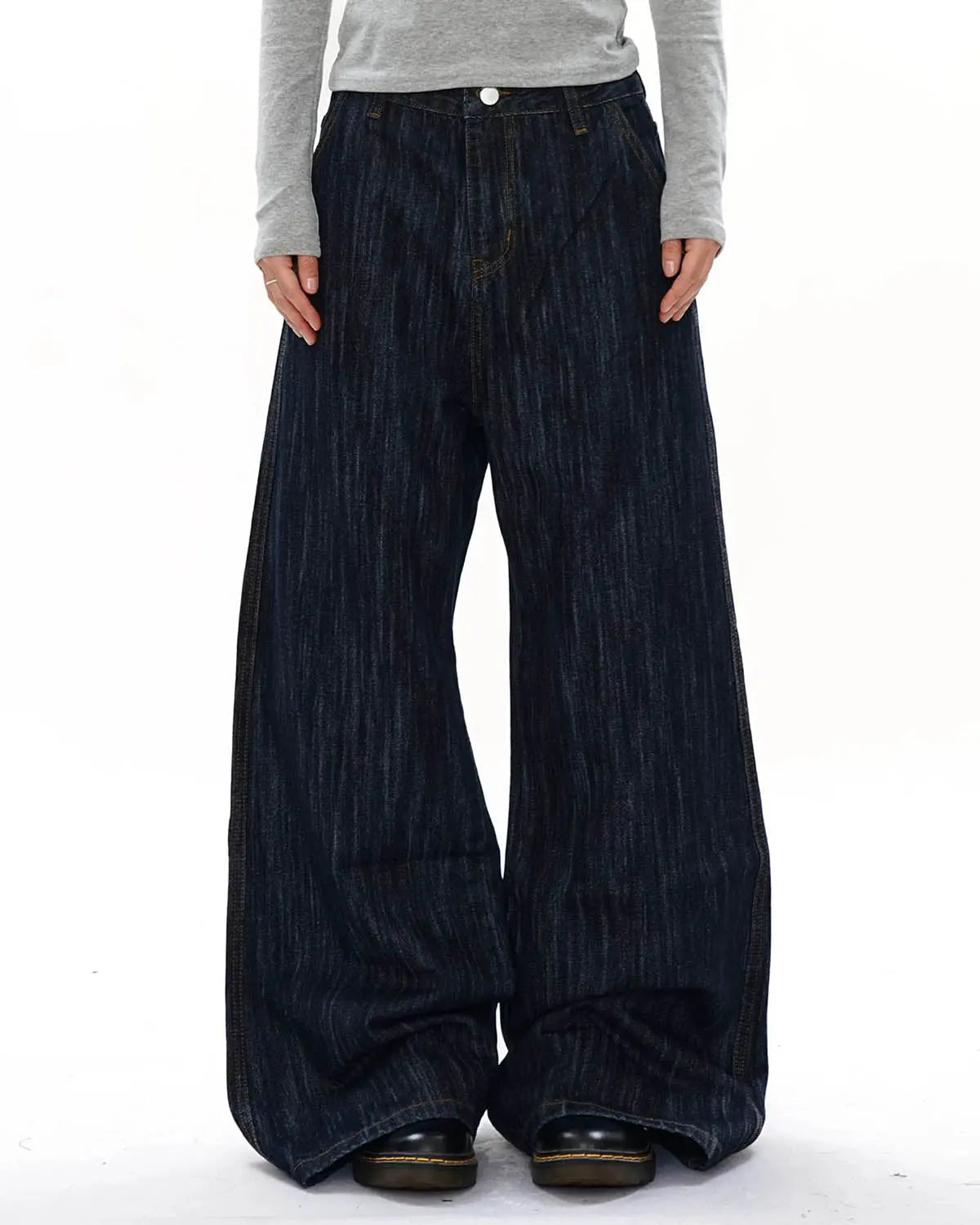 Dark Indigo Wide Bootcut Jeans | Inflation Streetwear