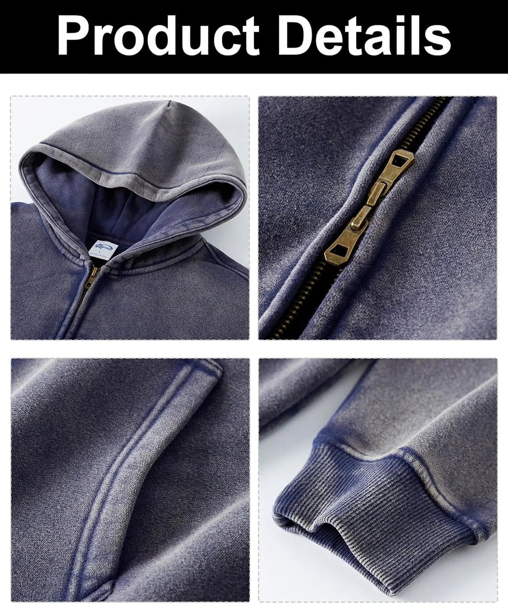 INFLATION Vintage Washed Zip Up Hoodie