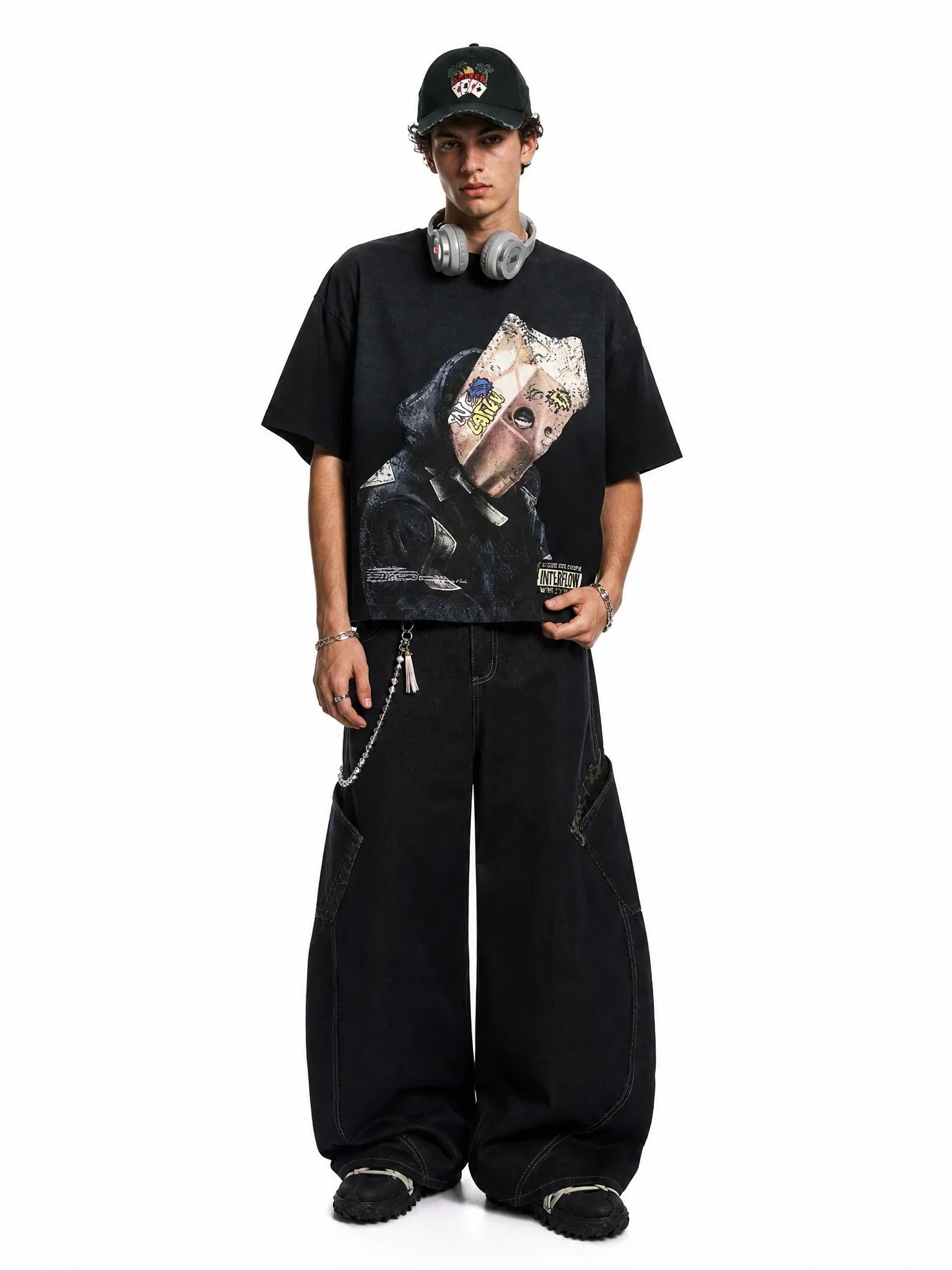 Leopard Patchwork Barrel Jeans | Inflation Streetwear